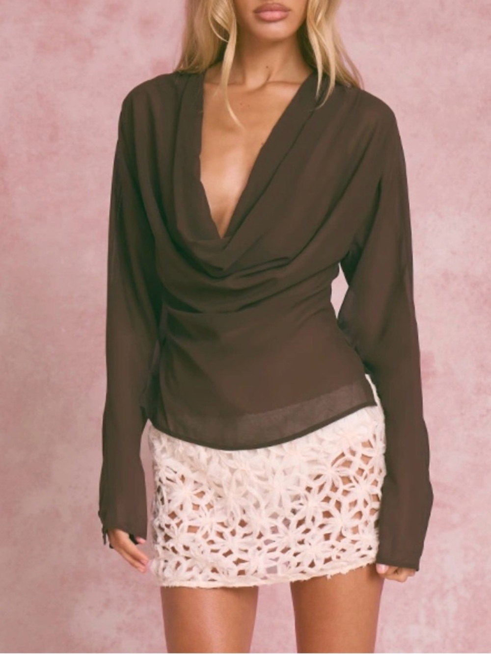 Deep V/Cowl Neck Blouse